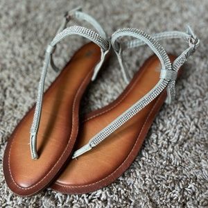 Womens CL by Laundry Brown Sandals with Rhinestones